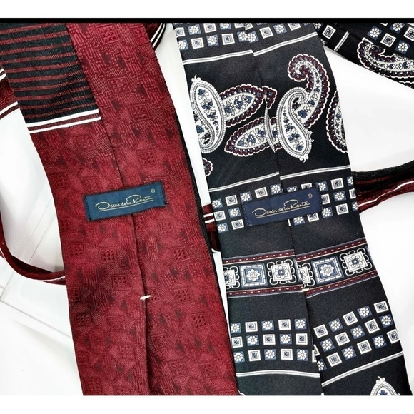 Oscar de la Renta Mens Silk Blue Red Paisley Geometric Ties Mickey Coca Cola Lot - Picture 9 of 15